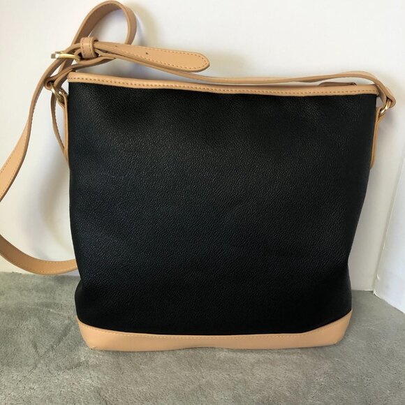 Parazul Orca Scarf Cross Body Bag Leather Purse Black & Tan - Picture 2 of 14